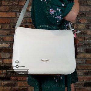 NWT Kate Spade New York Anyday Medium Leather Shoulder Bag in Parchment white